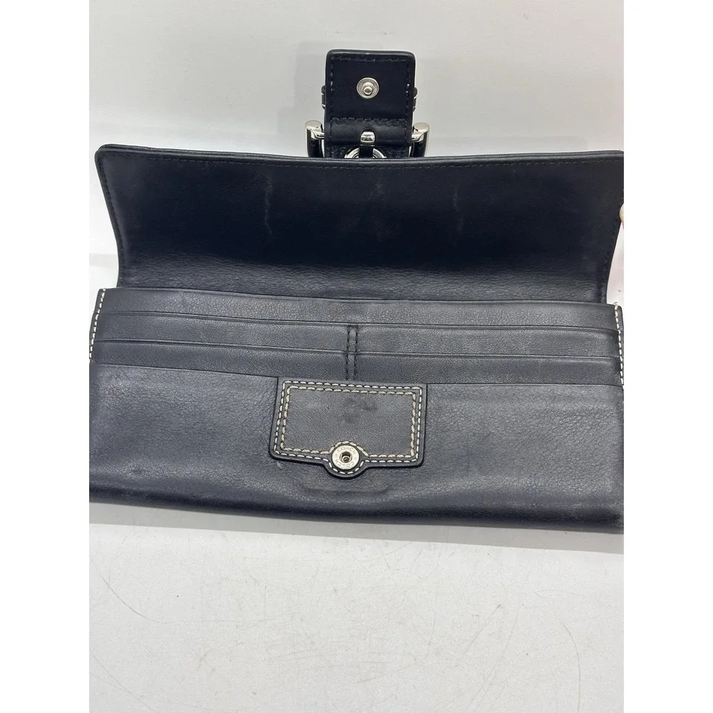 COACH Soho Hampton Black Leather Large Buckle Wallet Buckle